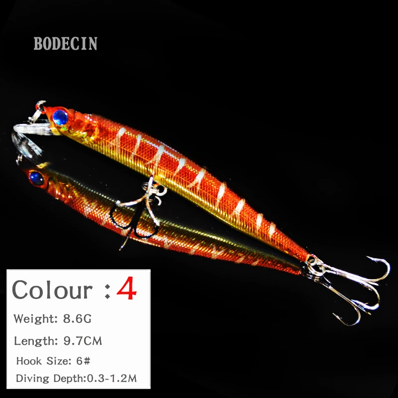 5PC Minnow Wobblers Lure 3D Eyes Hard Plastic Lures Crankbait Wobbler Artificial Bait 10CM8.6G Good Fishing Tackle Sea Bass Set (4)