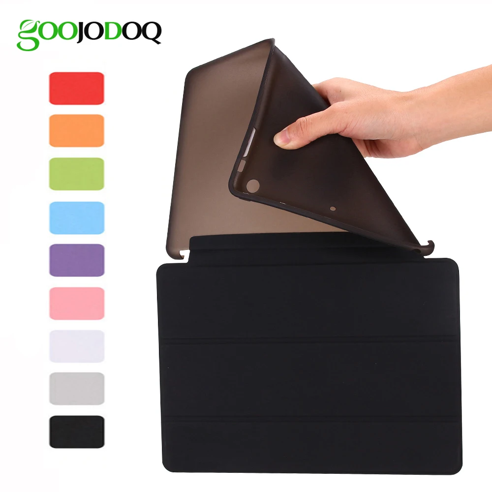 For iPad Air 2 Air 1 Case, Ultra Thin PU Leather+Silicone Soft Back Smart Cover Auto Sleep/Wake Stand for iPad Air / 5 6 Coque for ipad pro 9 7 5 shapes smart case soft tpu back case slim pu leather magnetic cover for ipad 7 air 3 auto sleep wake a66
