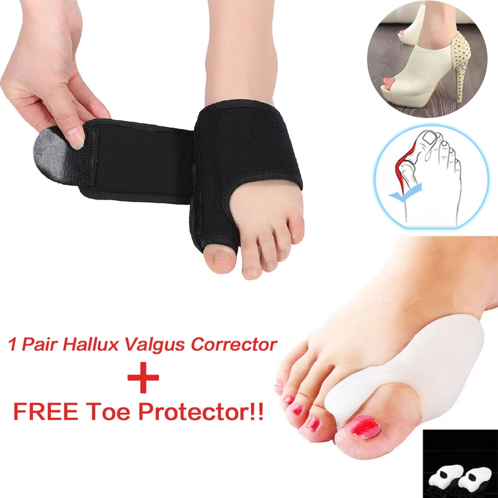 

1Pair Big Toe Bunion Splint+1 Pair Free Silicone Toe Protector Foot Care Protector Set