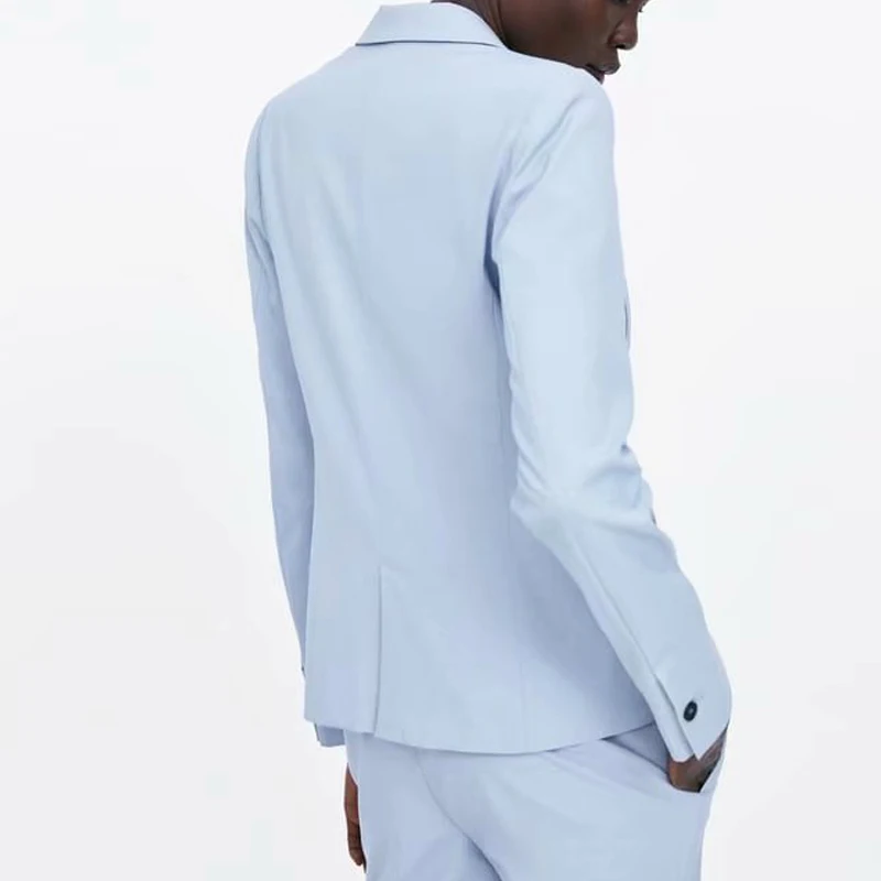 2019 Designer Women's Jacket Blazer Solid Office Blazers Women Single Button Long Sleeve Pockets Short Slim Outwear Coat Female