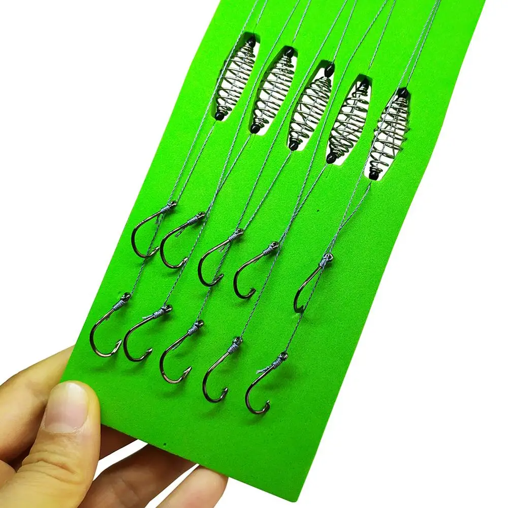 

5-pieces Fishing Hook Snelled Baitholder Hooks 7#-13# Test 1.5kg-13kg Drop Shot Rig Carbon Steel Fishhook Carp Fishing Gear