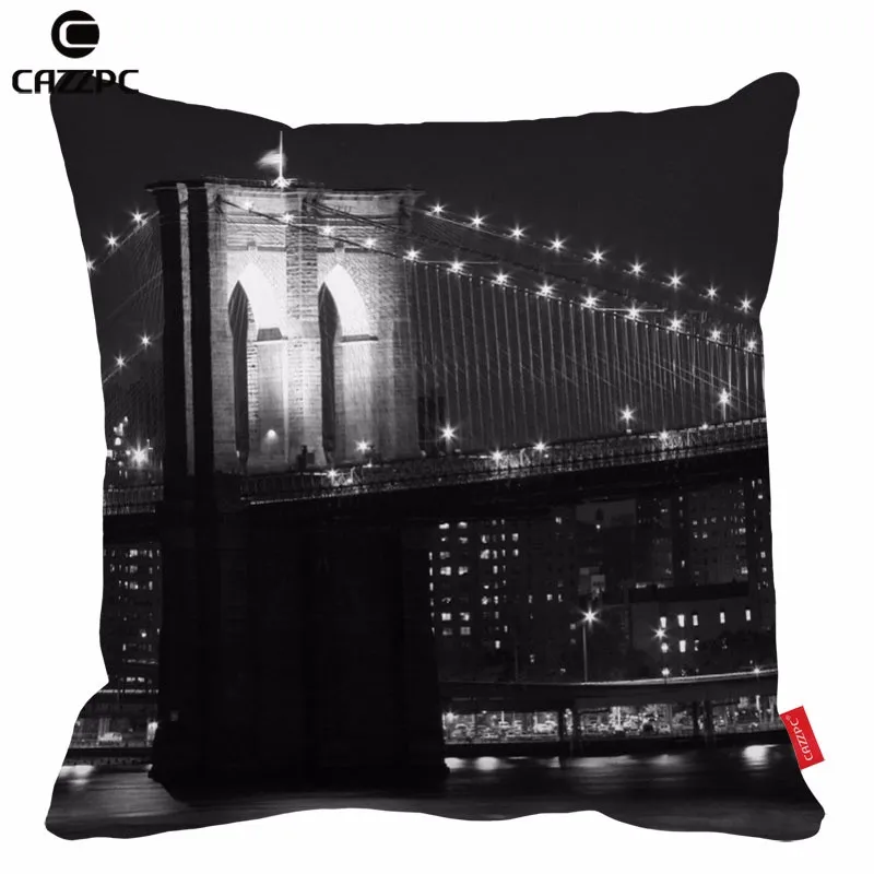 Черно-белая наволочка с принтом в виде нью-йоркского ночного города, декоративная наволочка, наволочка для дивана, домашний декор