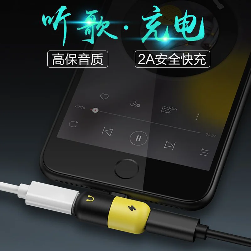 

Double Ports for iPhone 4 In 1 Headphone Charging Adapter for IPhone X XR XS Max 7 8 Plus Capsule Adapter Splitter Converter