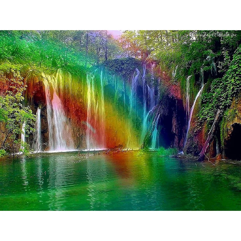 

5D Diy Diamond Painting Cross Stitch Landscape Rainbow Lake Full Rhinestones Mosaic Inlay Diamond Embroidery Handcraft