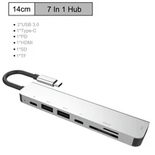 7 в 1 USB-C концентратор 4 к/30 Гц многопортовый HDMI адаптер Ethernet порт 2 USB 3,0 порта с 60 Вт питания для MacBook