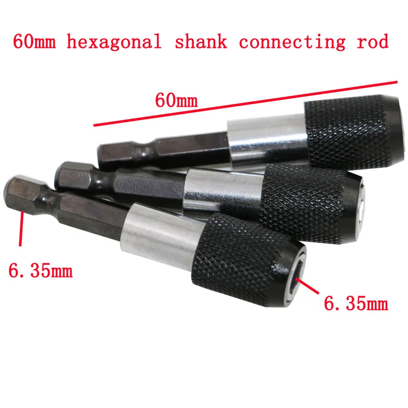 

Black 1/4 Hex Shank Quick Release Electric Drill Magnetic Screwdriver Bit Holder 60mm