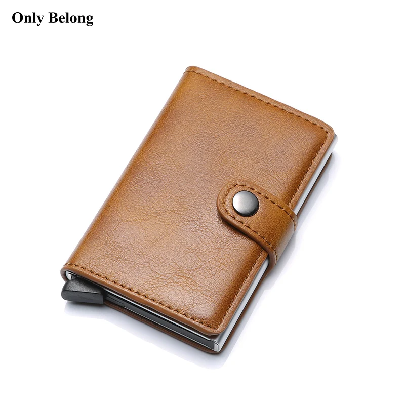 

Only Belong Rfid Card 2018 Small Leather Smart Wallets Mini Wallets Holder Men Wallets Money Bag Male Vintage black Short Purse