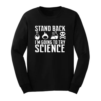 

Loo Show Mens Stand Back I'm Going to Try Science Long Sleeve T-Shirts Casual Men Tee