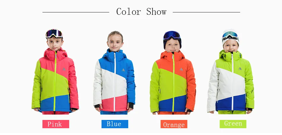Детская цветная лыжная куртка для мальчиков и девочек, водонепроницаемый ветрозащитный зимний костюм, зимний теплый лыжный костюм для сноуборда для мальчиков