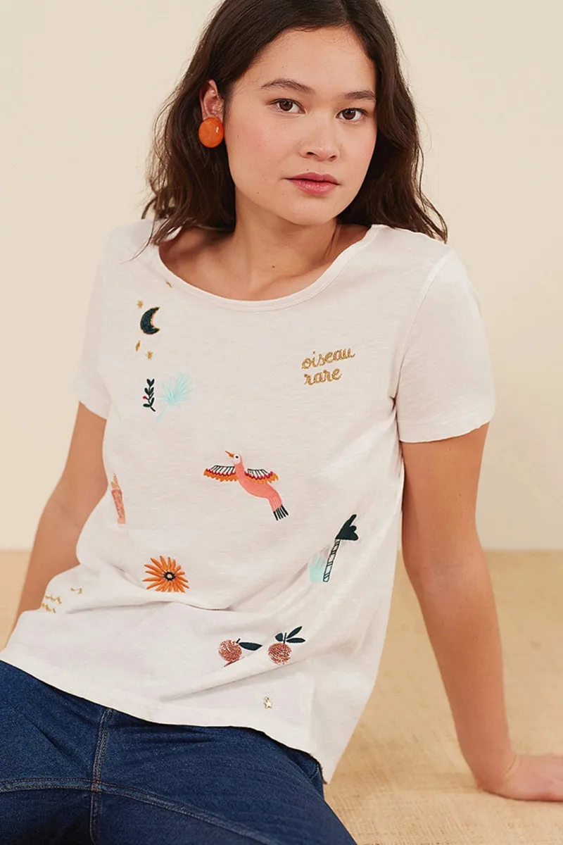 

2019 New Women Pink Tee Embroidery Short Sleeve T-shirt
