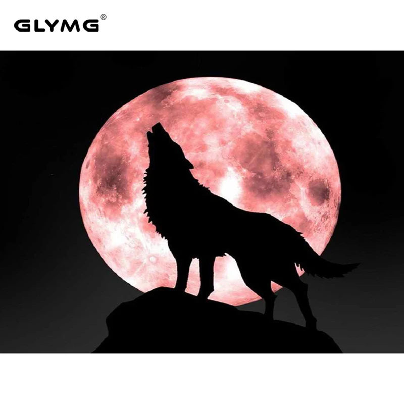 GLymg Diy Алмазная вышивка с Луной волком полный квадрат ремесло живопись серии