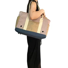 Pet Backpacks Dogs Outdoor Fashion Stripes Shoulder Bags Collapsible Backpacks Pet Handbags