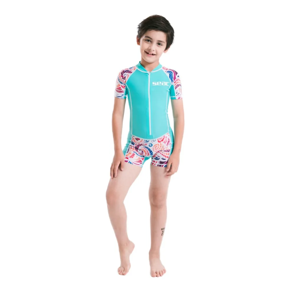 2018 Multicolored Patchwork Children Wetsuits Rash Guards Girl Boy Kids