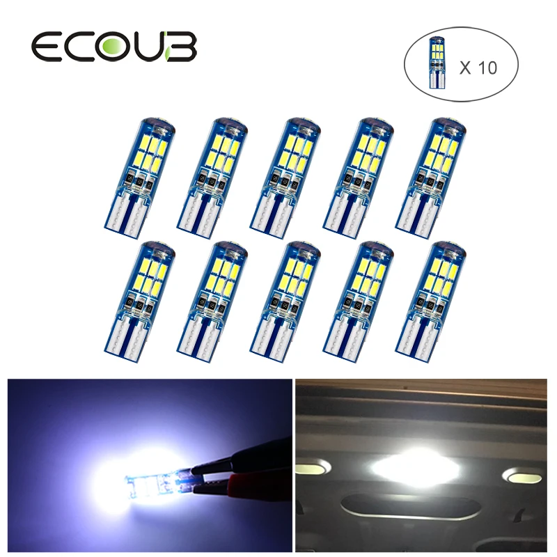10 PCS T10 W5W LED Car Interior Light Silicone Lamp 12V 3014 15 SMD Side Wedge Parking Bulb Auto Reading Lights | Автомобили и