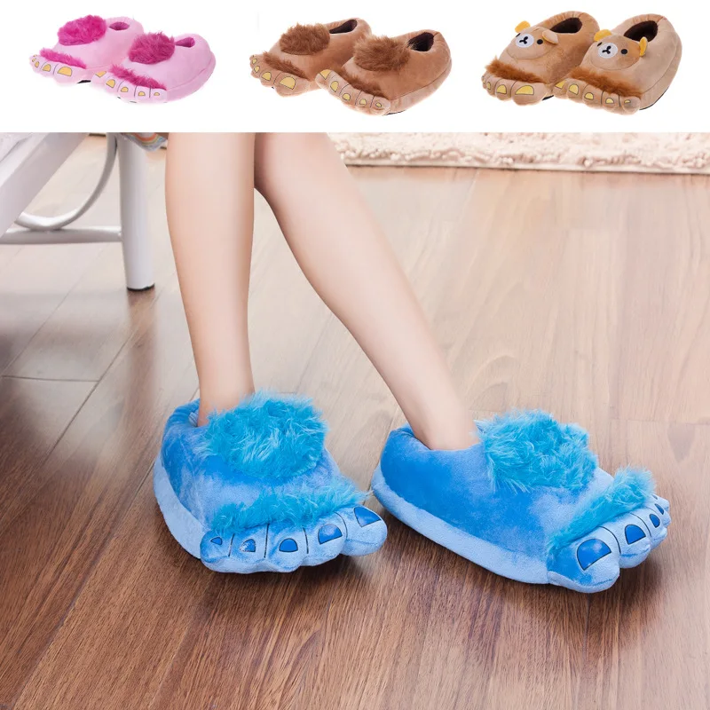

Winter Cartoon Warm Home Cotton Slippers Creative Hobbitt Feet Indoor Floor Slipper Halloween Room Shoes for Men Women
