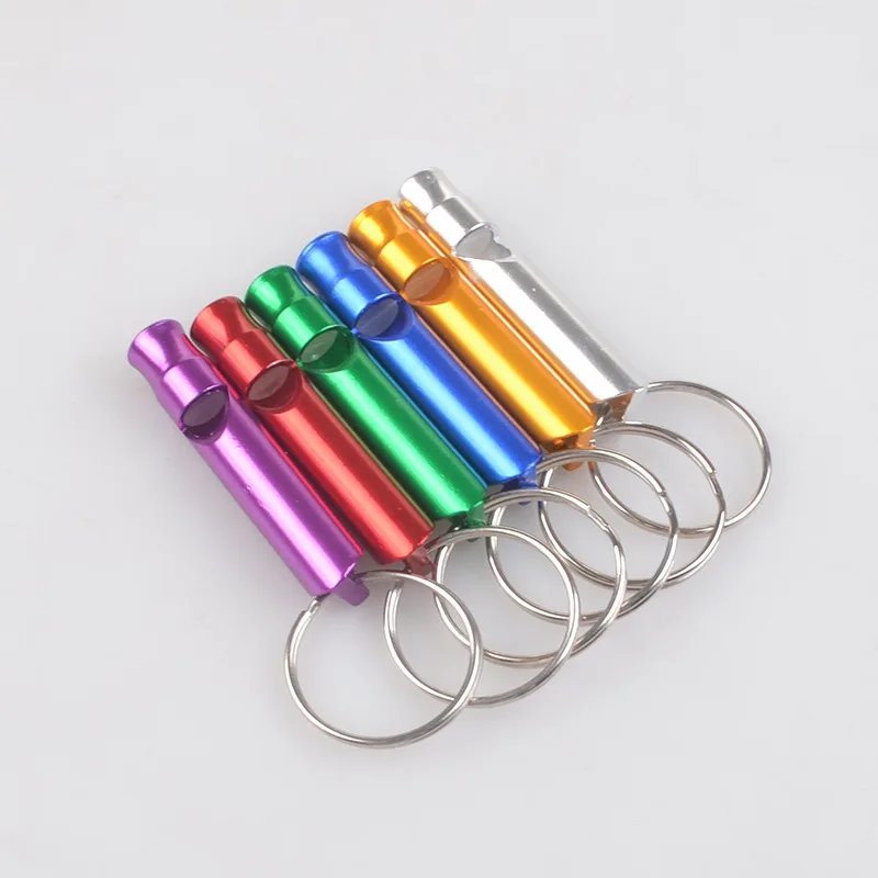 1pc Mini Aluminum Alloy Whistle Keyring Keychain pet dog whistle for training Survival Safety Sport Camping Hunting Random Color