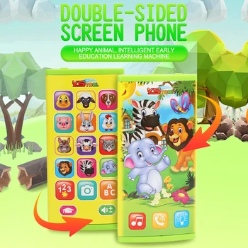 

English Language Double-Sided screen toy phone,Smart Electronic playmobil kids Cartoon animal early educational learning machine