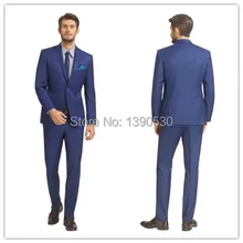 Новое поступление, королевский синий шерсть, 2 предмета(куртка t+ брюки), две пуговицы, лацкан с тупым ОТВОРОТОМ с двойными отверстиями, большие размеры, костюмы