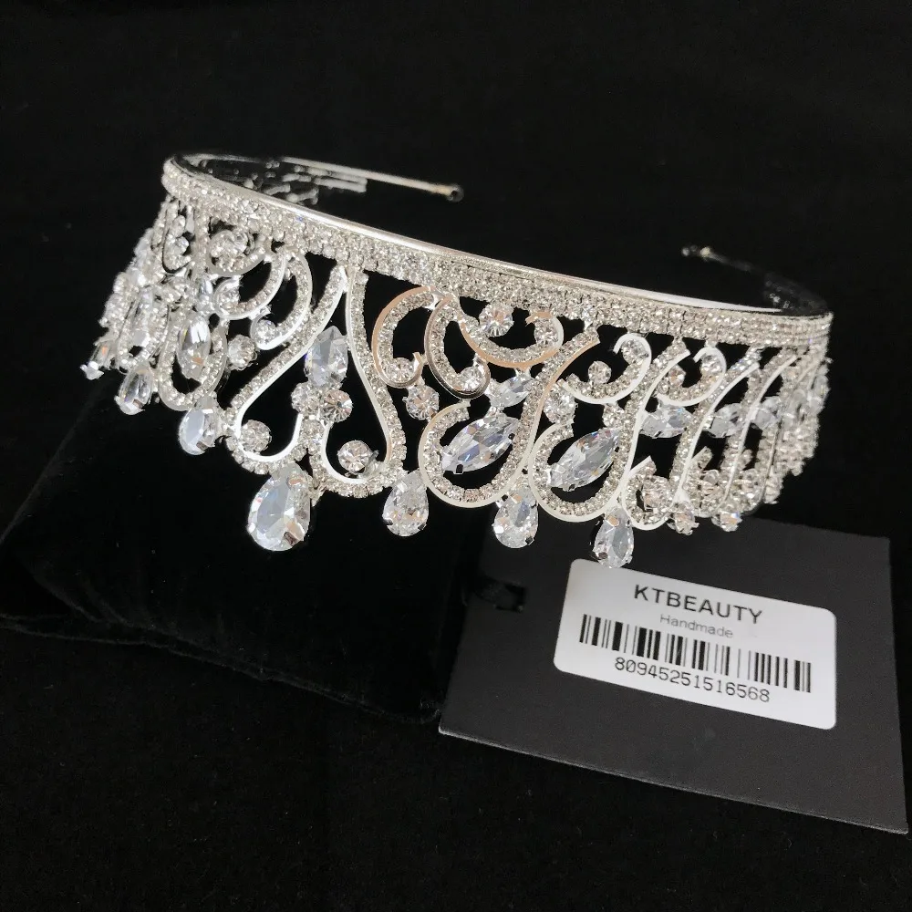 

Luxury Cubic Zircon Crown Bridal Tiaras Silvery Inlay Shine Women Royal Bridal Wedding Hair Accessories Diadem Jewelry Tiaras