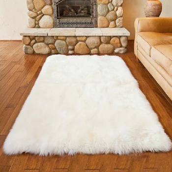 

Artificial Wool Carpet Rectangle/Square garnish Faux Mat Seat Pad Plain Skin Fur Plain Fluffy Area Rugs Washable Home Textile