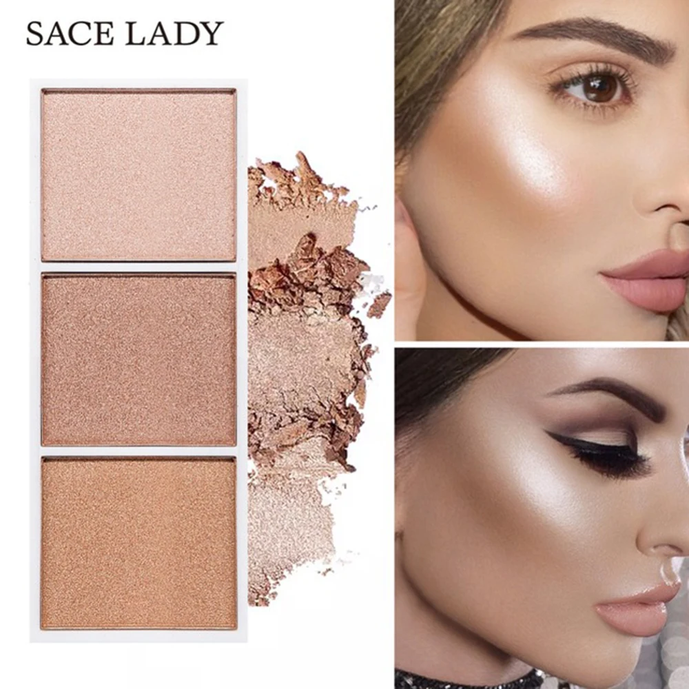 Cheap Price for  SACE LADY 4 Colors Highlighter Palette Makeup Face Contour Powder Bronzer Make Up Blusher Professio