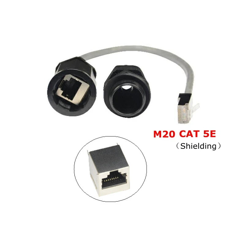 Cat5e Rj45 Waterproof Gland Connector Lan Black Ip68