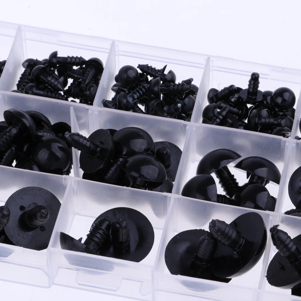 154 Pieces Black 6-24mm Plastic Safety Eyes For Teddy Bear Doll Animal Puppet Toys Crafts DIY Making