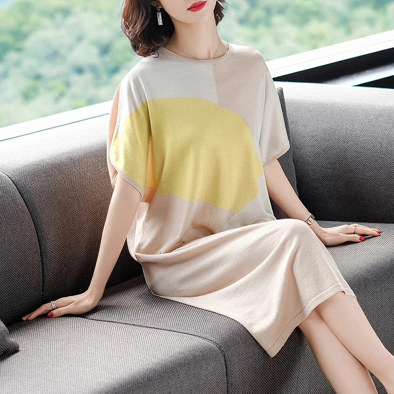 XL Brand Long Dress 2019 Spring Summer Women Dress New Hit Color Round Neck Commuter OL Dress Fashion Loose A-line Dress Female XL Brand Long Dress 2019 Spring Summer Women Dress New Hit Color Round Neck Commuter OL Dress Fashion Loose A-line Dress Female