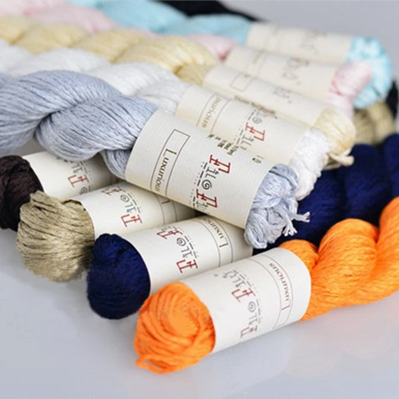 Filo Filu Brand Mercerized Cotton + Silk Yarn for Hand Knitting Hank Yarns ,5pcs 200g/lotin