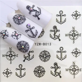 

Nail Sticker Water Decals Nails Art Stickers Tattoo Slider Anchor Compass Design Decorations Manicure Transfer Foil Wraps