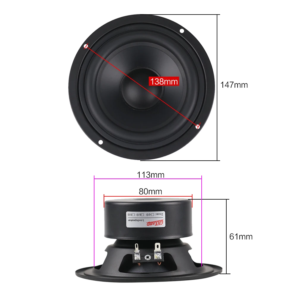 GHXAMP 5 INCH 45W 90W Woofer Mediant Speaker Units 8ohm HIFI Desktop Bookshelves Home Theater Mid-range Bass Speaker 1PCS audio speakers bookshelf speakers