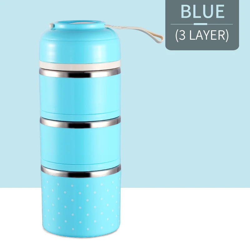 Blue 3 Layer WORTHBUY милый японский термальный Ланч-бокс герметичный из нержавеющей стали Bento box детский портативный контейнер для еды для пикника и школы - Цвет: Blue 3 Layer