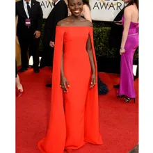 Lange Meerjungfrau Roten Satin Celebrity Dress 2016 Formal Afrikanische Abendkleid mit Cape