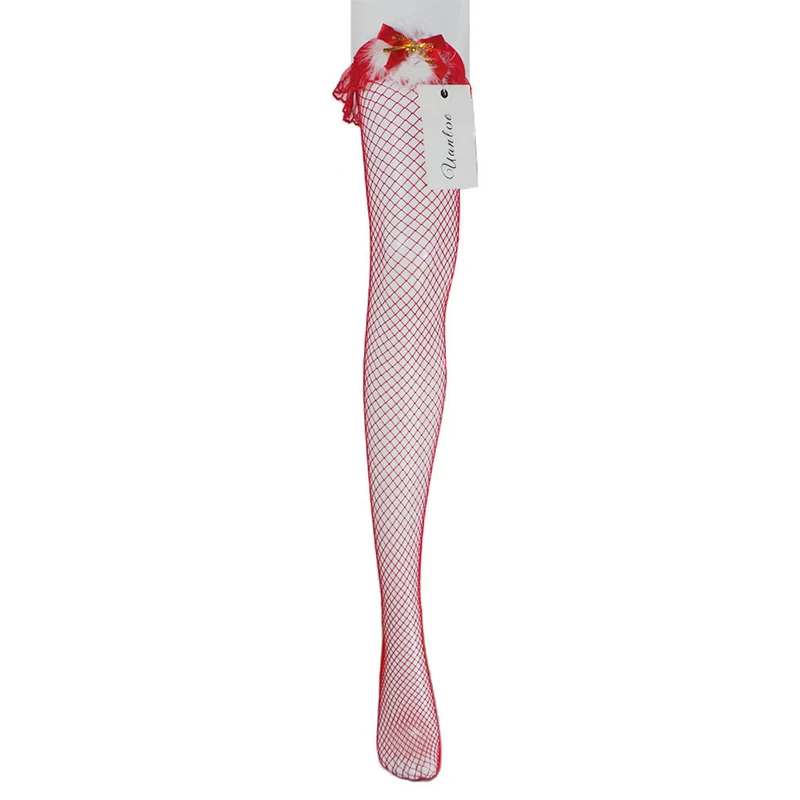 BEILEISI Women's Sexy Red Fishnet Thigh High Christmas Stockings with ...