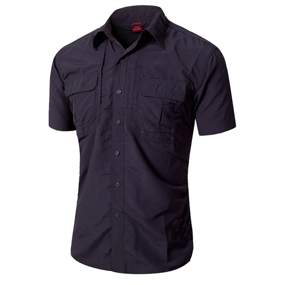 TENNEIGHT летние мужские тактическая рубашка с коротким рукавами быстросохнущие дышащие мужские спортивные рубашки Открытый Охота Военная рубашка - Цвет: Gray