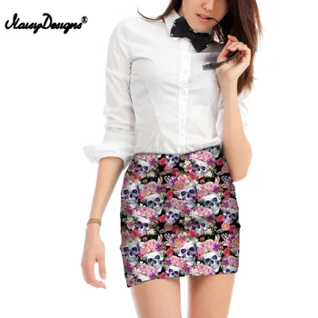

NOISYDESIGNS Colorful Skull Pattern Bodycon Skirt for Women Casual Ladies Summer Office Short Skirt Sexy Women Pencil Skirts
