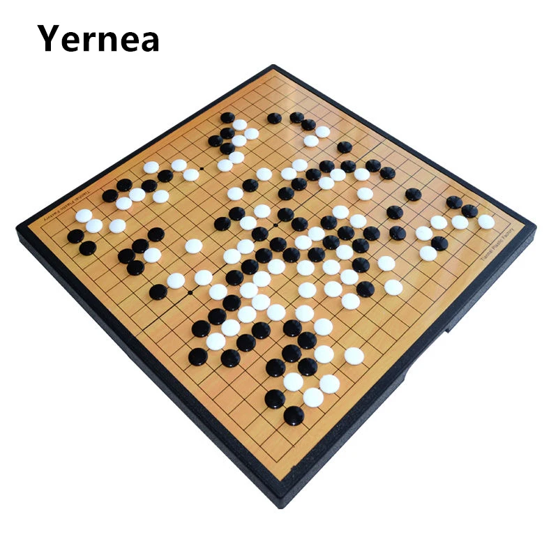 Yernea Children Go Game Portable Folding Go Game Large Magnet Magnetic Disks Children Go Go Set Plastic Chess Board Chess Game