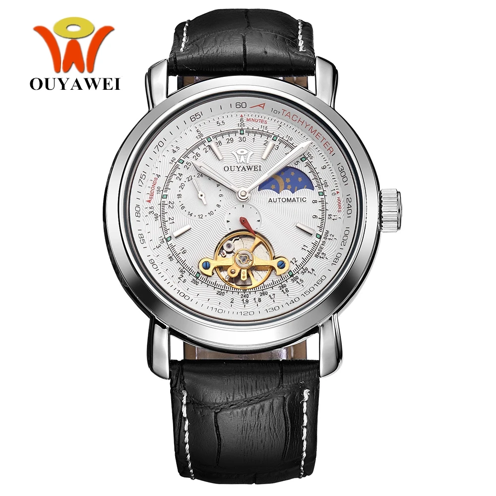 Часы скелетоны OYW Tourbillion Мужские механические автоматические наручные с