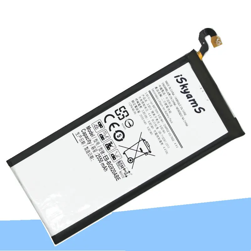 ISkyamS 1x2550 мАч EB BG920ABE сменный литий ионный аккумулятор для Samsung Galaxy S6 G9200 G920i G920f G920A
