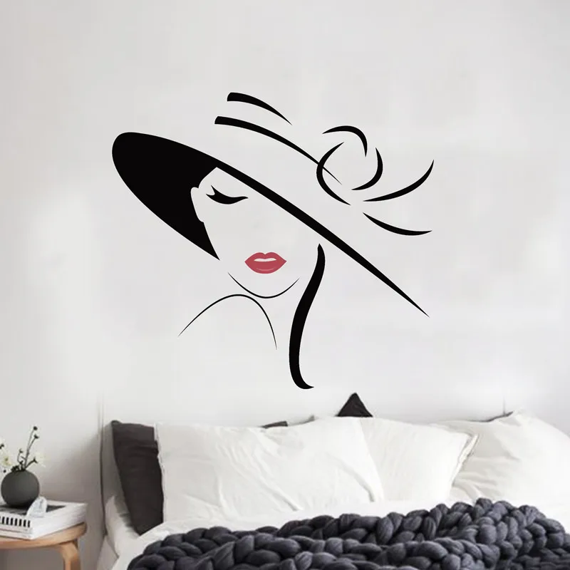 Rote Lippen Dame Wandaufkleber Fashion Wachsames Auge Hut Elegante Frau  bild Salon Schönheit Club Barbershop Kunst DIY Wand Wohnkultur  Aufkleber|wall sticker|home decorsalon beauty - AliExpress
