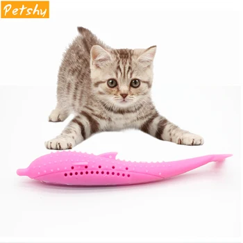 

Petshy Silicone Catnip Fish Toy for Cat Playing Training Tool Cute Cats Pets Mint Fish Chew Bite Tooth Cleaning Rod Toys