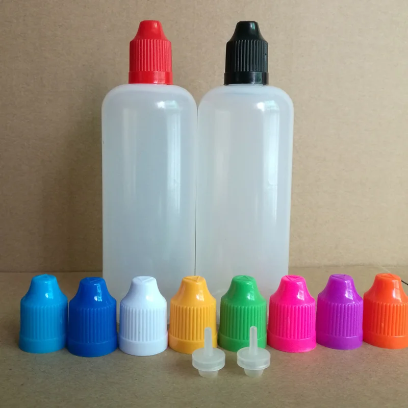120ML PE Dropper Bottles With Colorful Caps and Long fine tips