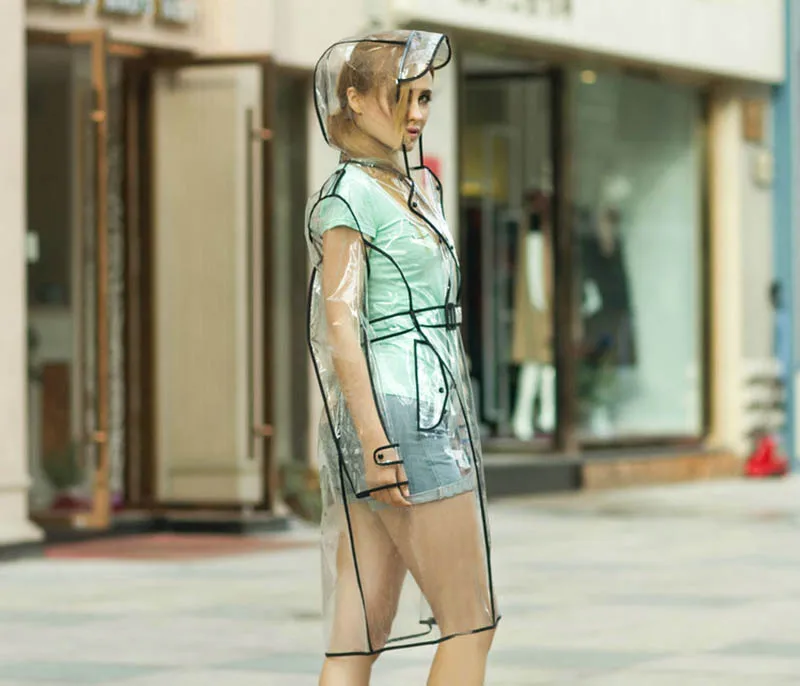 Модный женский прозрачный пластиковый плащ Eva для девочек, водонепроницаемый плащ для путешествий, дождевик для взрослых, плащ-дождевик для улицы