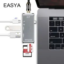 Easya Тип USB c концентратор к HDMI адаптер Dock USB Dongle c Hub 3.0 адаптер Thunderbolt3 комбо с sd слот для MacBook Pro 2016 2017