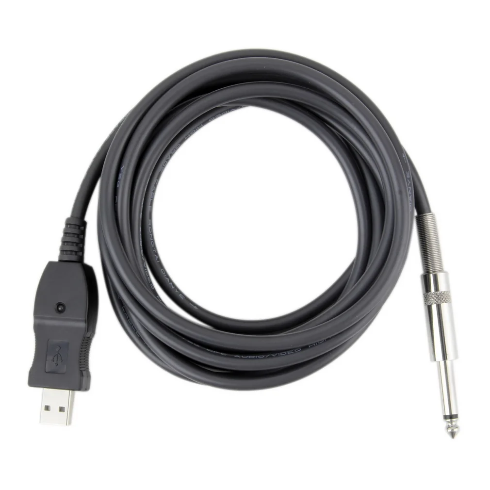 Newest 1pc 3M Guitar Audio Cable Bass 1/4'' USB TO 6.3mm Jack Link