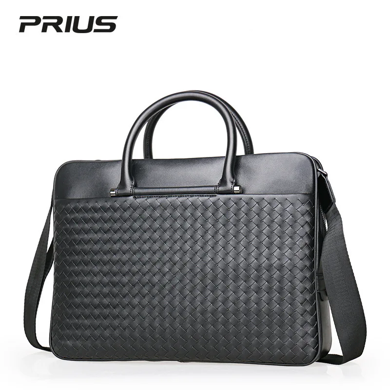Leather Men Briefcases High Capacity Genuine Leather Business Men