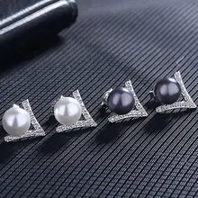 Японские и корейские имитация жемчуга v-образные треугольные серьги ювелирные изделия треугольные модные серьги для ногтей