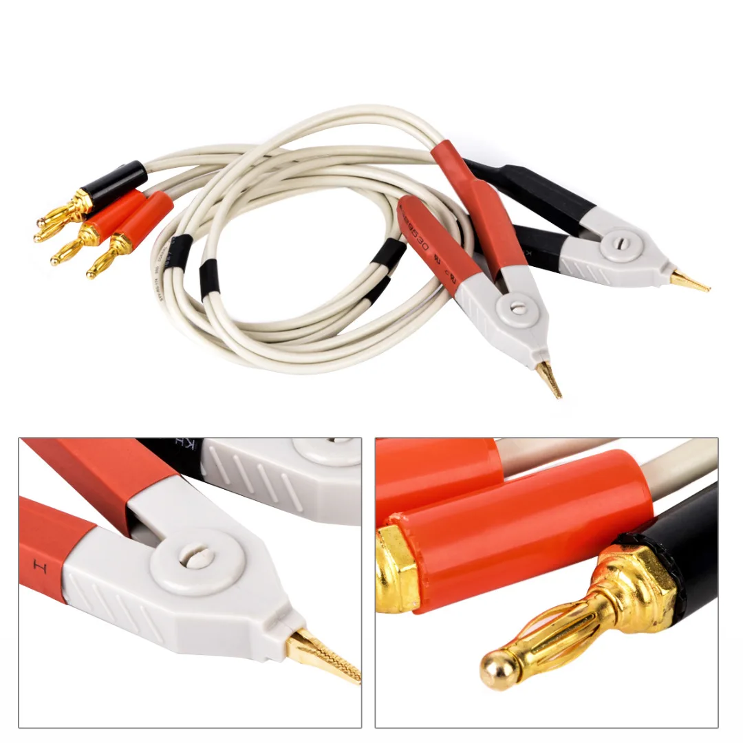 

2Pcs LCR Meter Test Clip Low Resistance Leads Insulated Banana Plug Clips Cable Terminal Probe Wire Mayitr