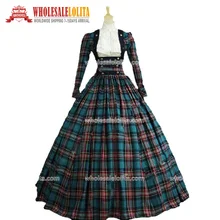 Victorian Civil War 3 pc Classic Tartan Period Dress Ball Gown Reenactment Theatre Clothing