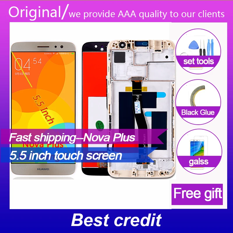 

Huawei Nova Plus 5.5 inch Touch Screen TD-LTE MLA-L01 MLA-L11 LCD Display 1920*1080 Digitizer Assembly Frame with Free Tools
